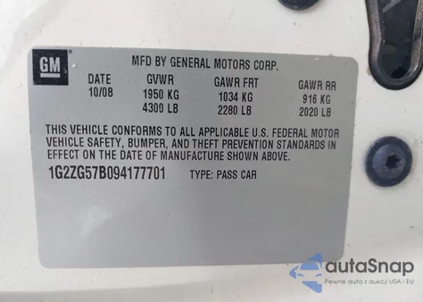 2009 Pontiac G6 из США, поврежденный, VIN 1G2ZG57B094177701